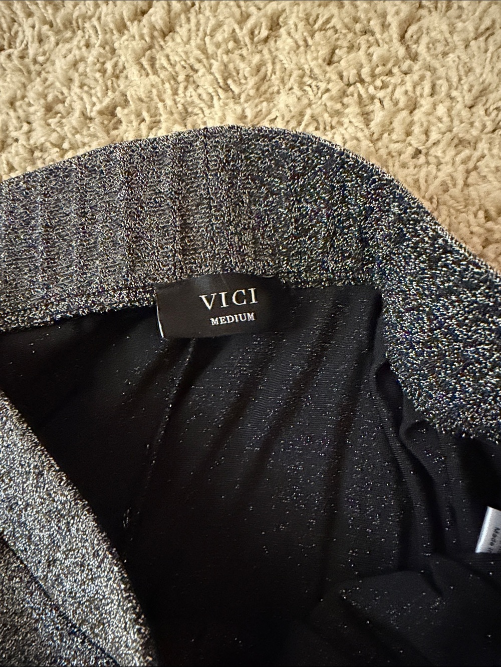 Vici Metallic Wide-Leg Sparkle Pants - Black/Silver - Medium - Picture 4 of 6